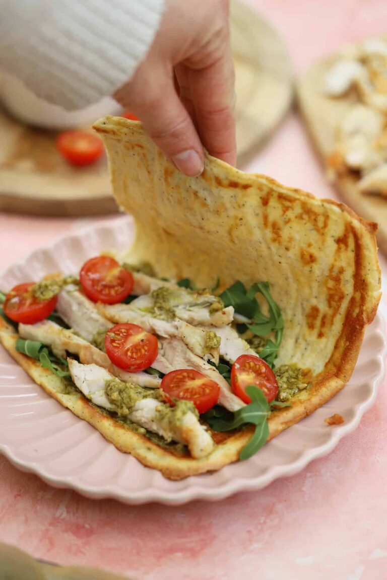 Cottage cheese flatbread made with two ingredients, cooked in a pan and served warm