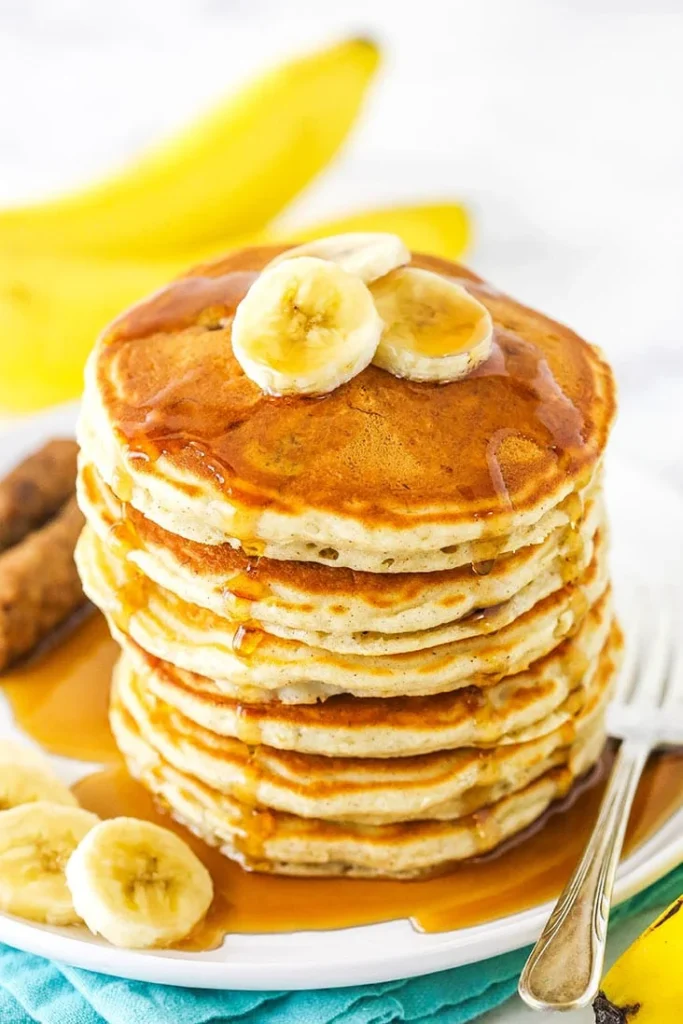 Easy fluffy banana pancakes cooked until golden