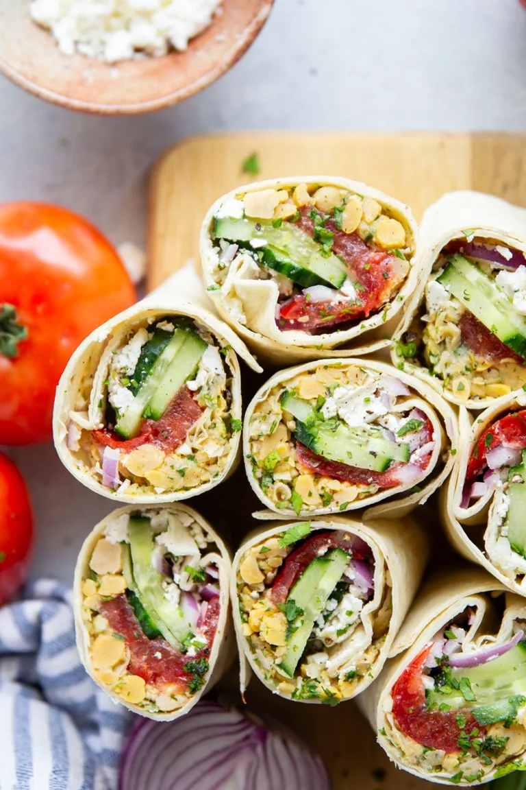 Finished Mediterranean wraps ready to serve