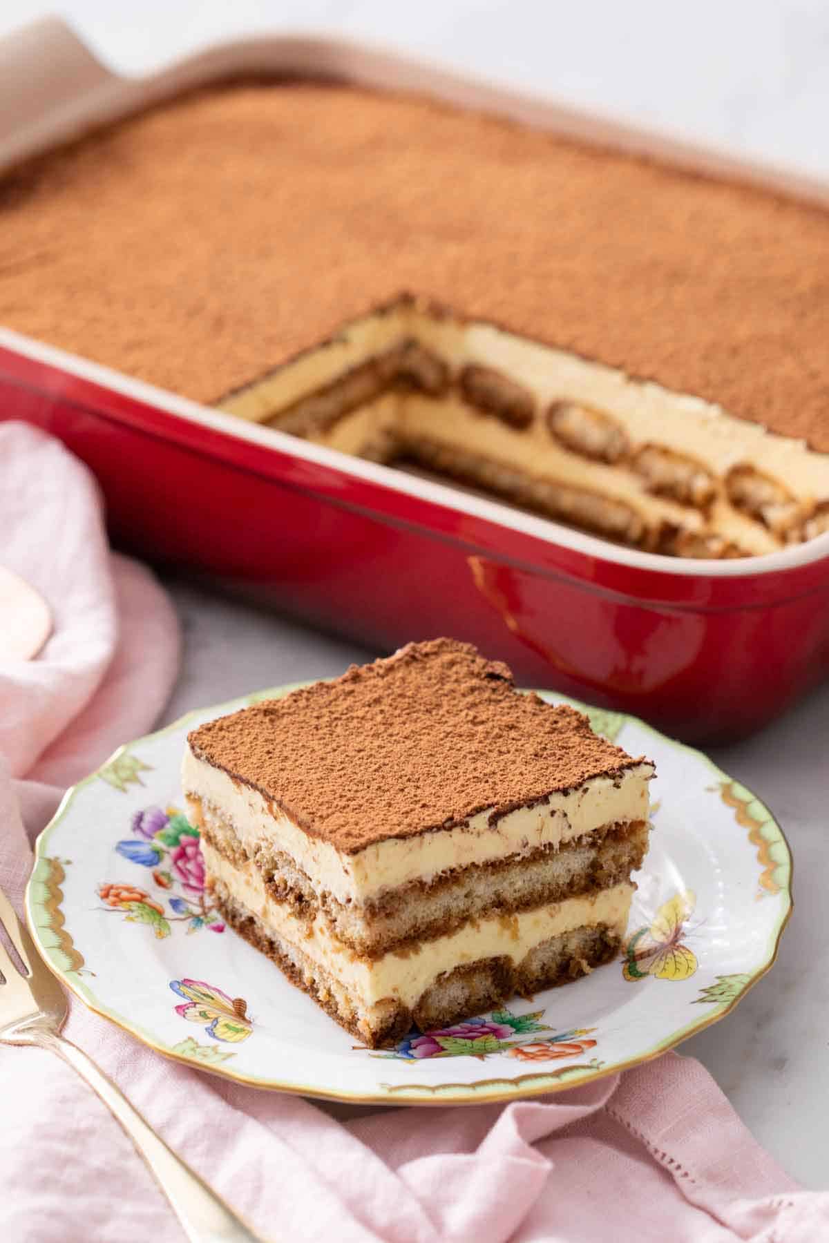 Homemade classic tiramisu ready to serve