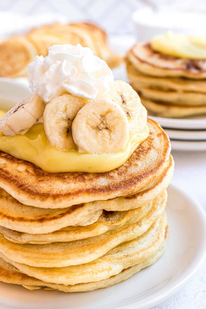 Close-up of fluffy banana pancakes showing soft texture