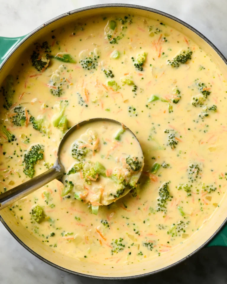 Creamy broccoli cheddar soup comfort food bowl