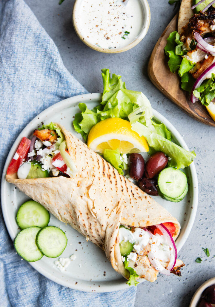 Mediterranean wrap filled with fresh vegetables